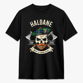 Haldane Tartan Crest 2D T-shirt - Alba Skull Style